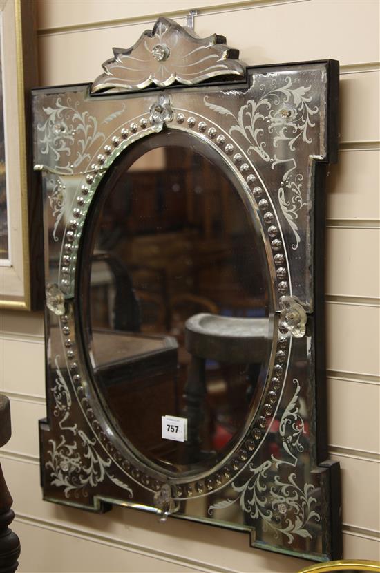 A Venetian style wall mirror W.53cm